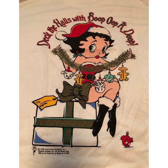 vintage 90s Betty Boop Christmas shirt single stitch size L - Picture 8 of 9